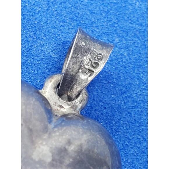 Vintage Large Sterling Silver 925 Big Puffy Heart Pendant Charm Patina - Picture 4 of 7